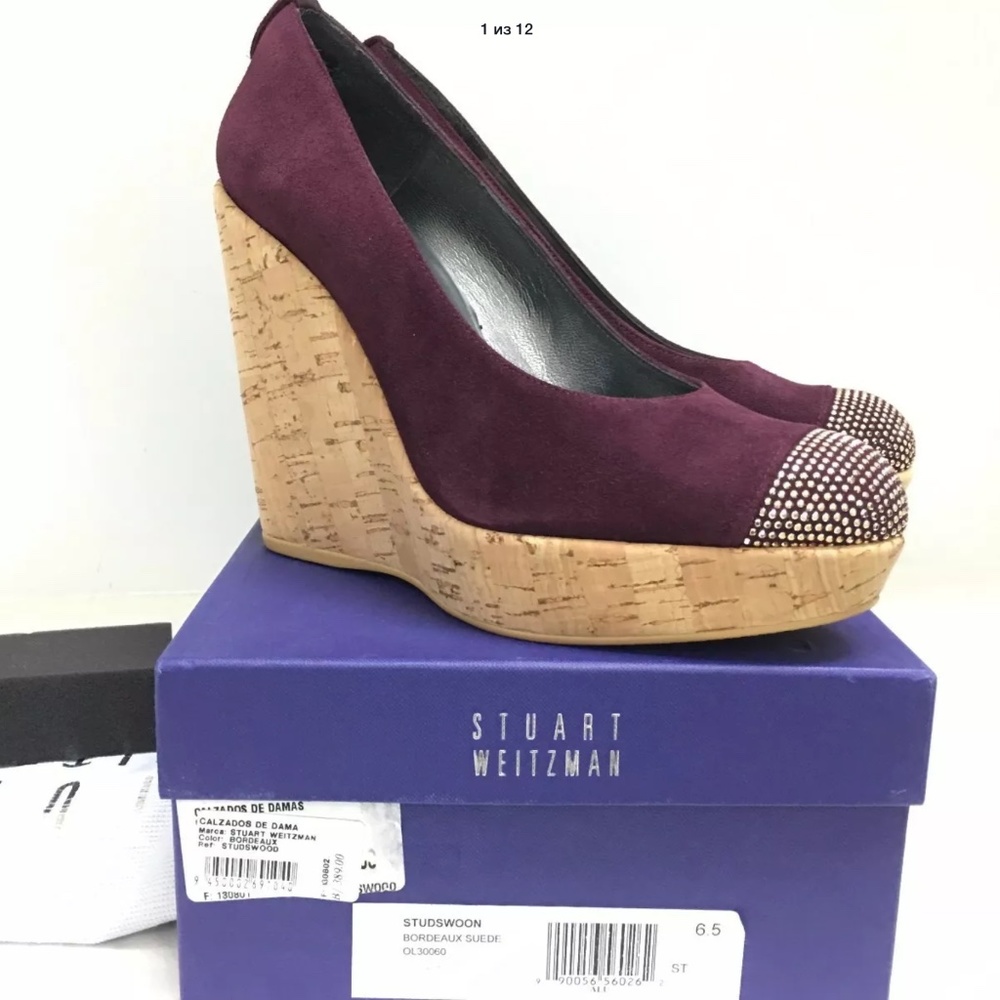 Stuart Weitzman Corkswoon Suede Wedge Size 6.5